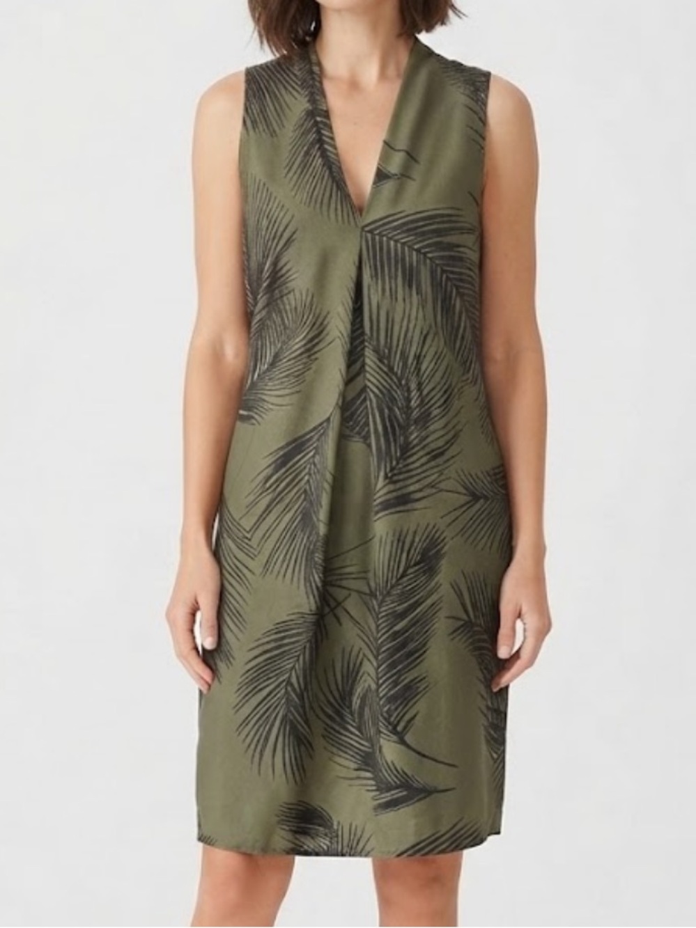 Lucy Women’s Activewear Sleeveless Olive Palm-Print Dress Size XS